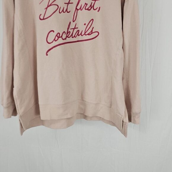Wildfox Dusty Pink 'But First, Cocktails' Statement Crewneck Sweatshirt Size XL - Picture 3 of 7